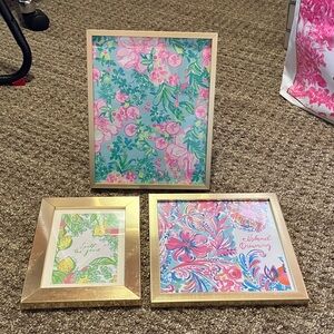 Lilly Pulitzer Gold Framed Floral Art Set
